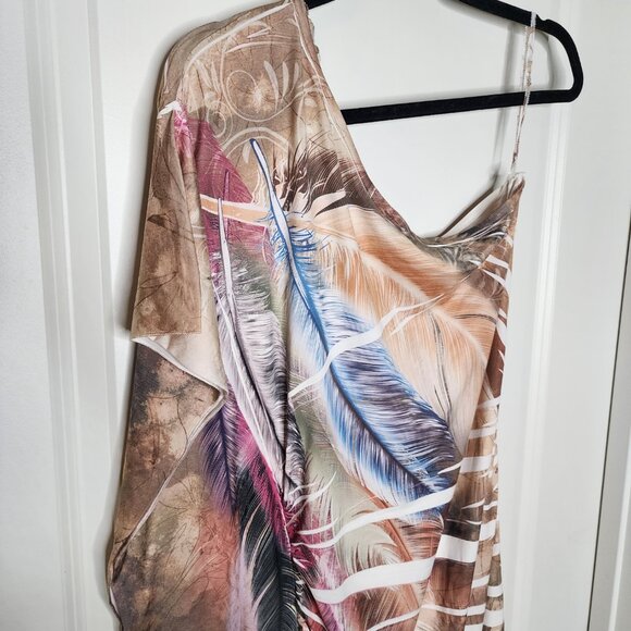 Vintage Dots one shoulder boho feather print Y2K dress size M - Picture 11 of 11
